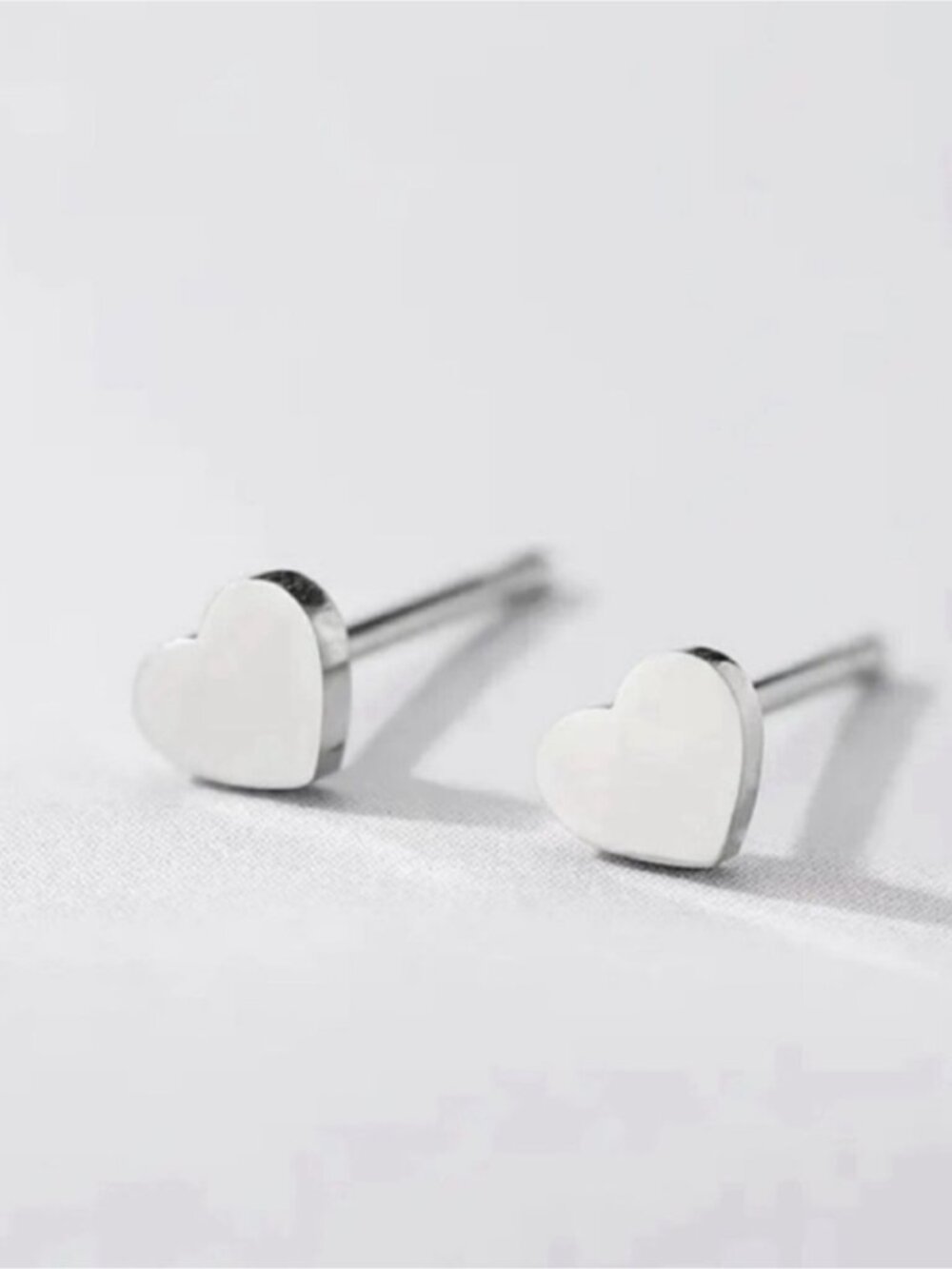 New! Silver Demi Heart Post Earrings (1072)